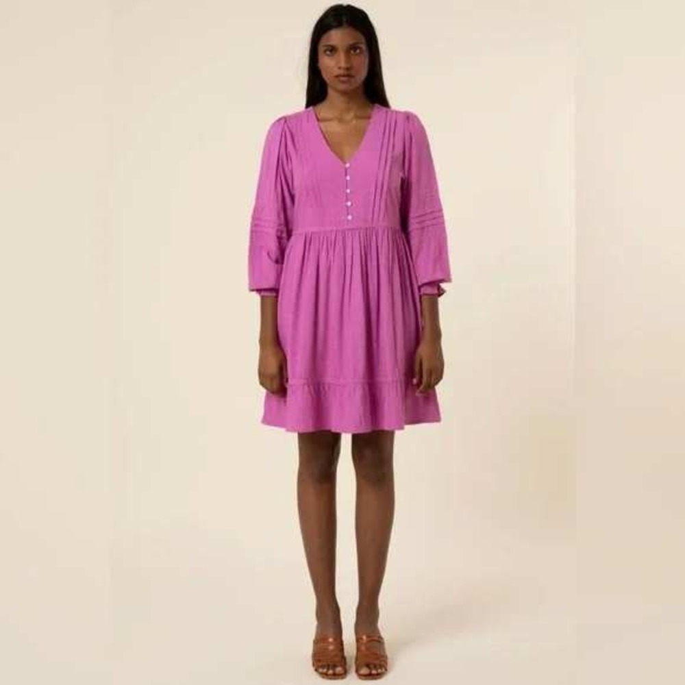 FRNCH Paris Romy Violine Purple Pintuck Lace Mini Dress‎ Womens M